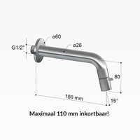 Fonteinkraan Inbouw Hotbath Dude 1-knop gebogen 18.6 cm Inkortbaar (15 Verschillende Kleuren)