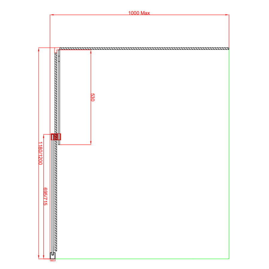 Plieger Panorama Walk-in Schuifdeur 2-delig 120x195cm 8mm Links RVS