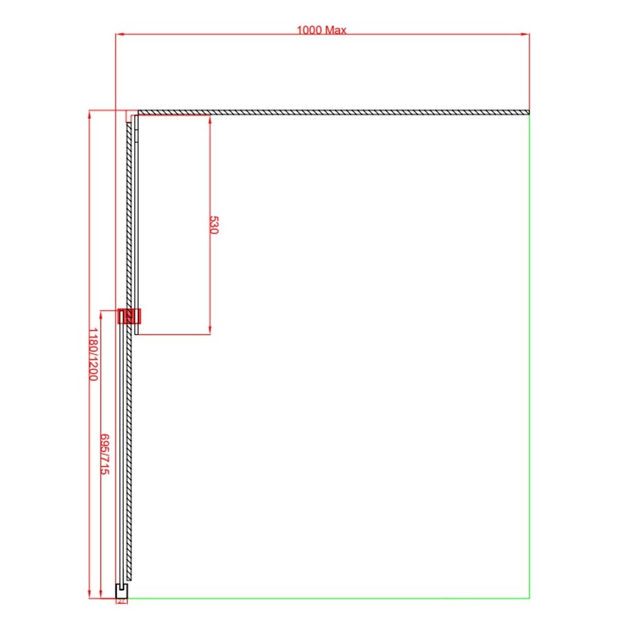 Plieger Panorama Walk-in Schuifdeur 2-delig 120x195cm 8mm Rechts RVS