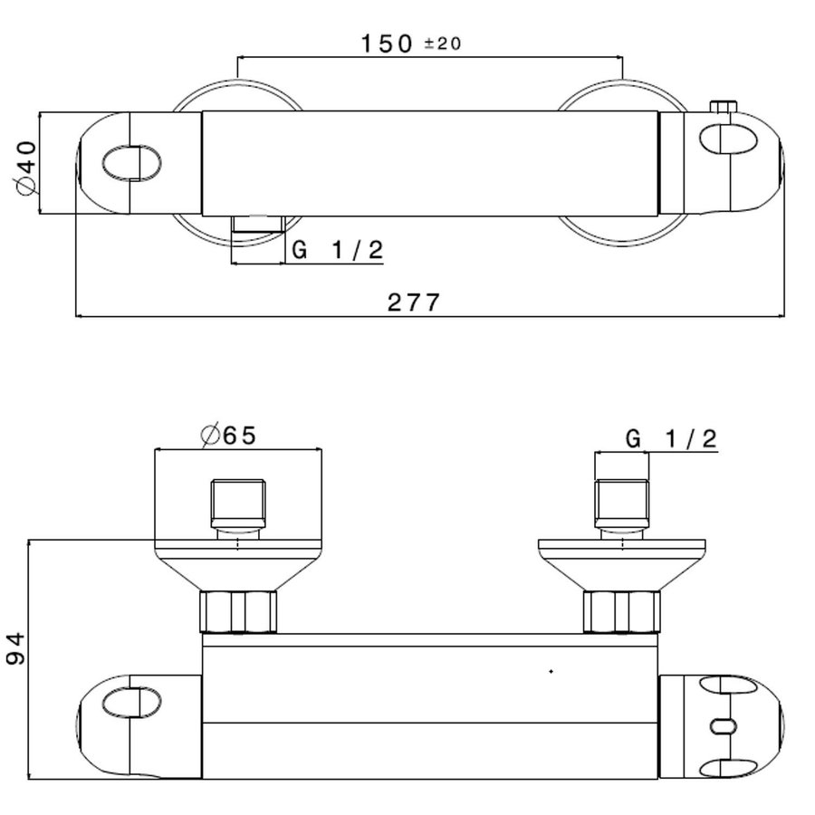 Douchekraan Thermostatisch Plieger Luzon HOH 15 cm Chroom