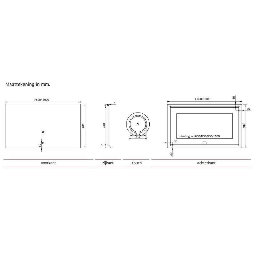 Badkamerspiegel Xenz Garda 60x70cm met Ledverlichting Boven- en Onderzijde