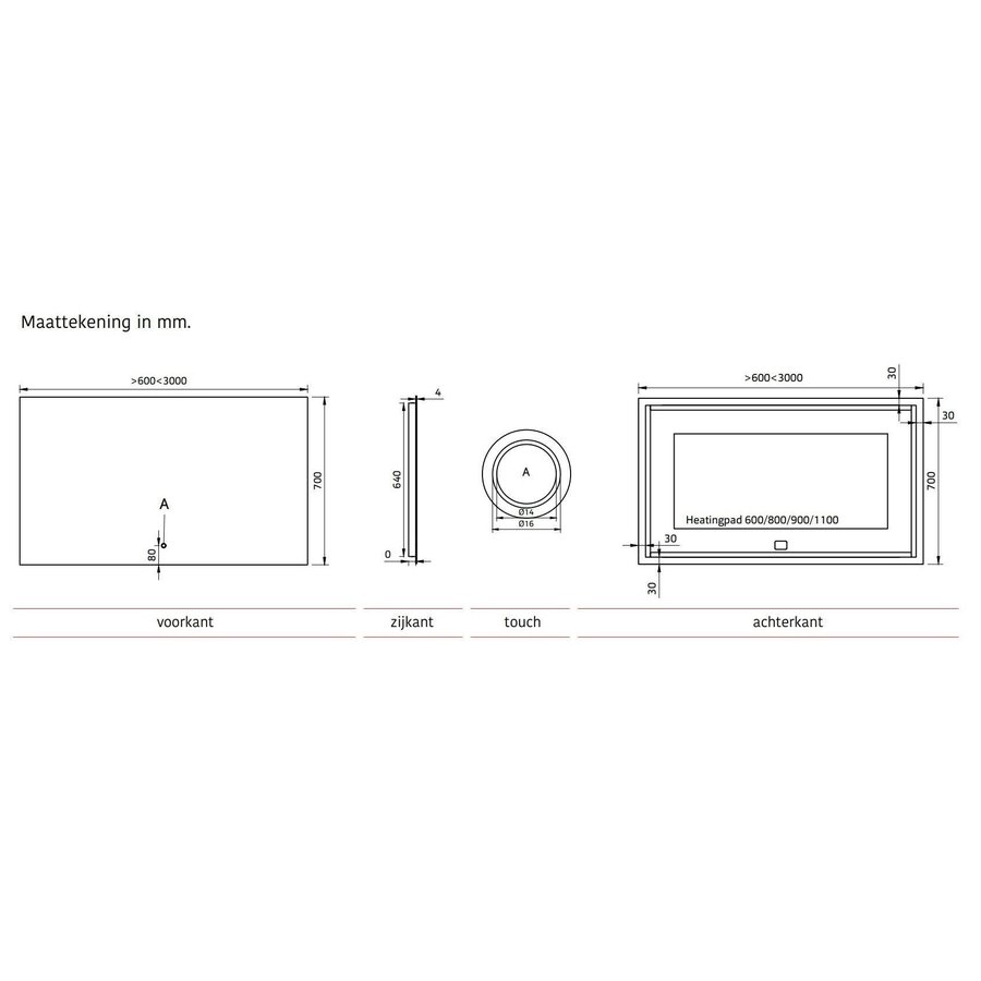 Badkamerspiegel Xenz Garda 70x70cm met Ledverlichting Boven- en Onderzijde