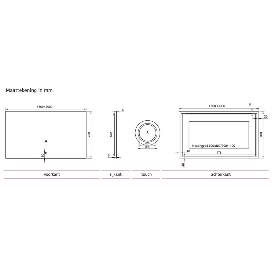 Badkamerspiegel Xenz Garda 200x70cm met Ledverlichting Boven- en Onderzijde en Spiegelverwarming