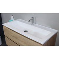 Badkamermeubel BWS Pepper Wastafel Acryl Incl Spiegelkast 2 Deurs Met 1 Kraangat 100x55x46 cm Eiken