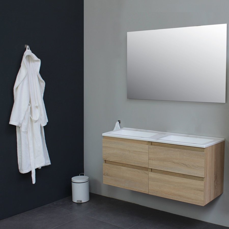 Badkamermeubel Boss & Wessing Pepper Acryl Wastafel Zonder Kraangat 120x55x46 cm Eiken