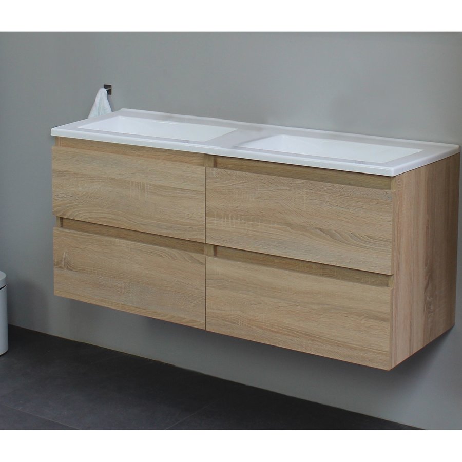 Badkamermeubel Boss & Wessing Pepper Acryl Wastafel Zonder Kraangat 120x55x46 cm Eiken