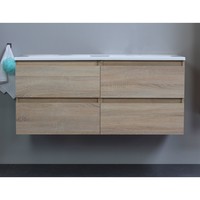 Badkamermeubel Boss & Wessing Pepper Acryl Wastafel Zonder Kraangat 120x55x46 cm Eiken