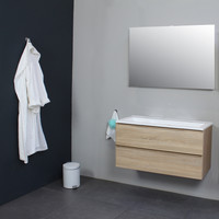 Badkamermeubel Boss & Wessing Pepper Acryl Wastafel Zonder Kraangat 100x55x46 cm Eiken