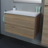 Badkamermeubel Boss & Wessing Pepper Acryl Wastafel Zonder Kraangat 80x55x46 cm Eiken