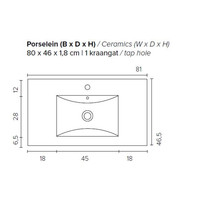 Badkamermeubel Boss & Wessing Pepper Wastafel Porselein Met Kraangat 80x55x46 cm Eiken