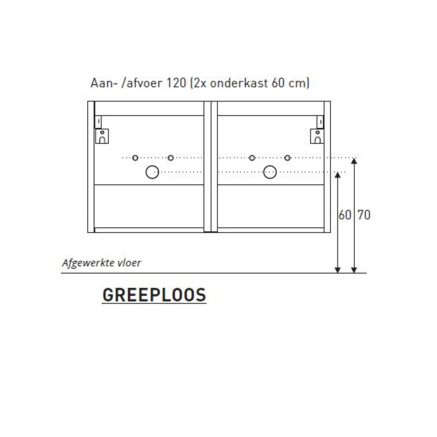 Badkamermeubel Boss & Wessing Pepper Acryl Wastafel Twee Kraangaten 120x55x46 cm Eiken