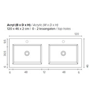 Badkamermeubel Boss & Wessing Pepper Acryl Wastafel Zonder Kraangat 120x55x46 cm Eiken