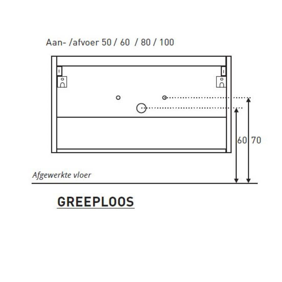 Badkamermeubel Boss & Wessing Pepper Wastafel Porselein Incl Spiegel En Kraangat 60x55x46 cm Eiken