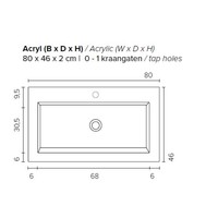 Badkamermeubel Boss & Wessing Pepper Acryl Wastafel Met Kraangat Inclusief Spiegel 80x55x46 cm Eiken