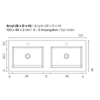 Badkamermeubel Boss & Wessing Pepper Acryl Wastafel Incl Spiegel Zonder Kraangat 120x55x46 cm Eiken