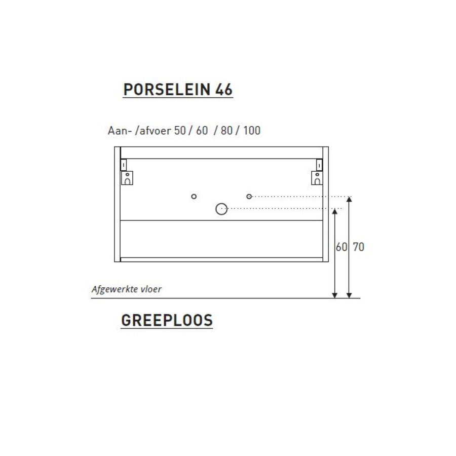 Badkamermeubel BWS Pepper Wastafel Porselein Incl Spiegelkast Met Kraangat 60x55x46 cm Eiken