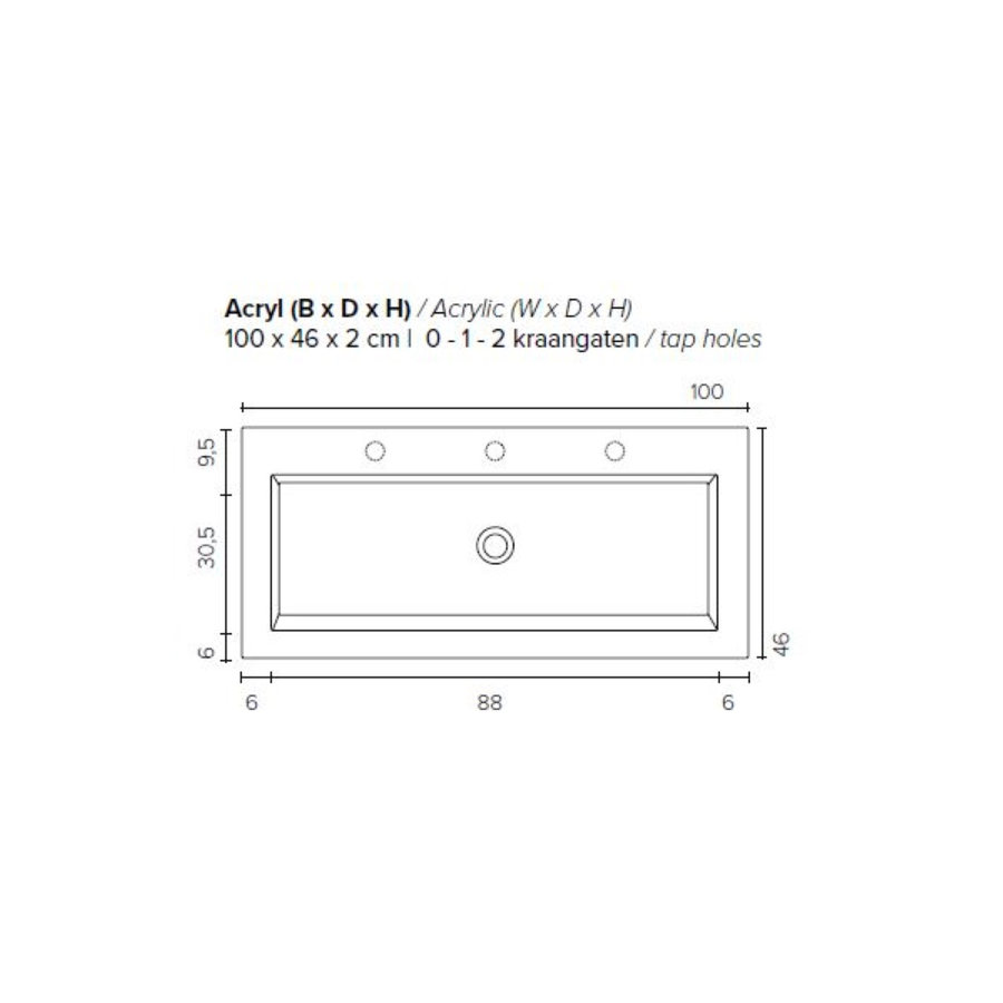 Badkamermeubel BWS Pepper Wastafel Porselein Incl Spiegelkast 2 Deurs Met 1 Kraangat 100x55x46 cm Eiken