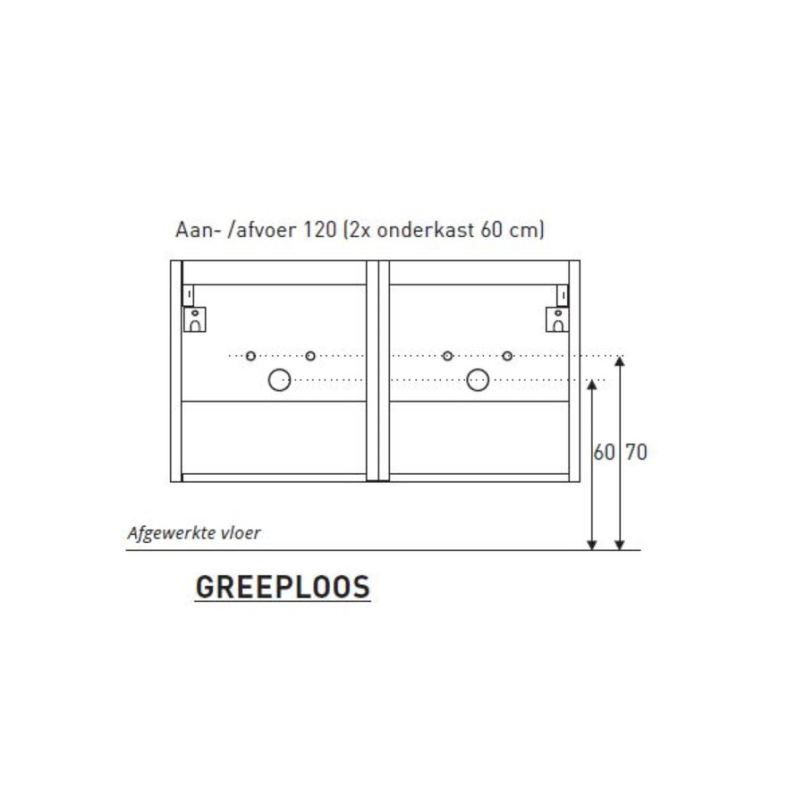 Badkamermeubel BWS Pepper Wastafel Acryl Incl Spiegelkast 2 Deurs Met 2 Kraangaten 120x55x46 cm Antraciet