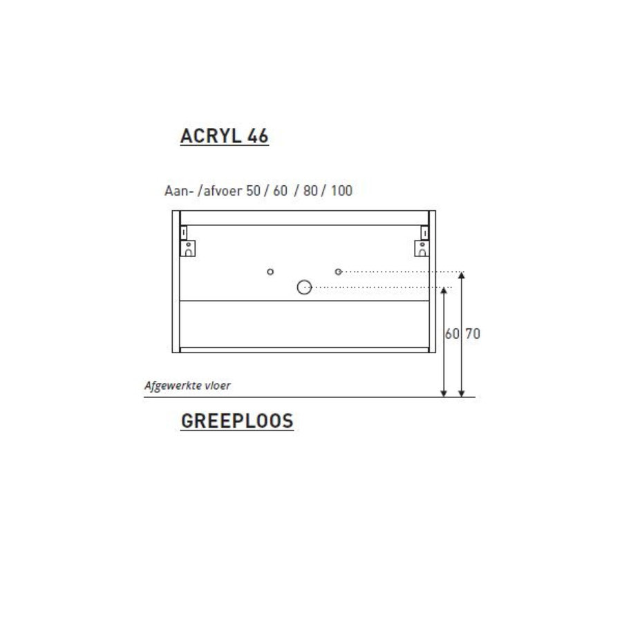 Badkamermeubel BWS Pepper Wastafel Acryl Incl Spiegelkast 2 Deurs Met 1 Kraangat 100x55x46 cm Antraciet