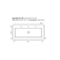 Badkamermeubel BWS Pepper Wastafel Acryl Incl Spiegelkast 2 Deurs Zonder Kraangat 100x55x46 cm Antraciet