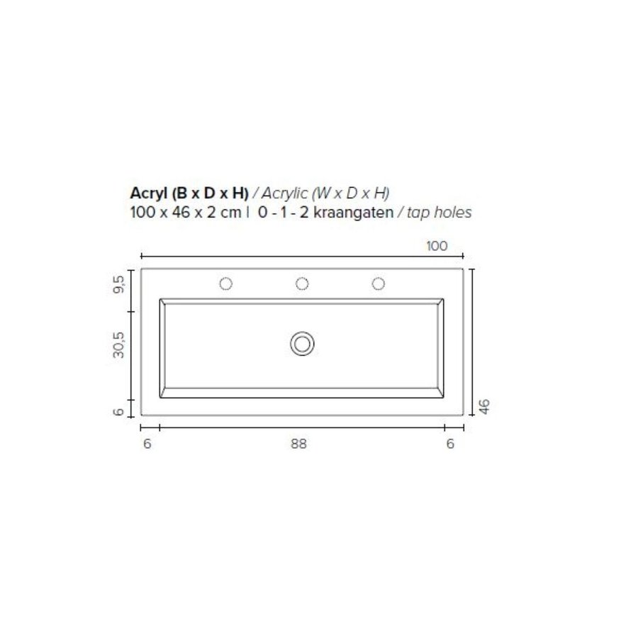Badkamermeubel BWS Pepper Wastafel Acryl Incl Spiegelkast 2 Deurs Zonder Kraangat 100x55x46 cm Antraciet