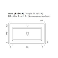 Badkamermeubel BWS Pepper Wastafel Acryl Incl Spiegelkast 2 Deurs Met Kraangat 80x55x46 cm Antraciet