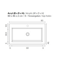 Badkamermeubel BWS Pepper Wastafel Acryl Incl Spiegelkast 2 Deurs Zonder Kraangat 80x55x46 cm Antraciet