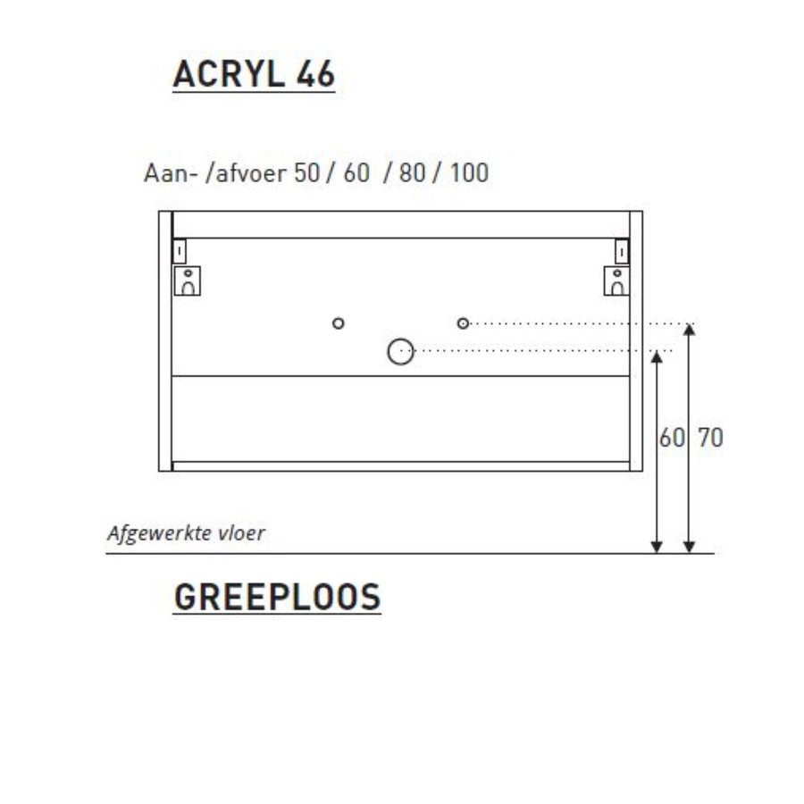 Badkamermeubel BWS Pepper Wastafel Acryl Incl Spiegelkast Met Kraangat 60x55x46 cm Antraciet