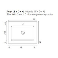 Badkamermeubel BWS Pepper Wastafel Acryl Incl Spiegelkast Met Kraangat 60x55x46 cm Antraciet