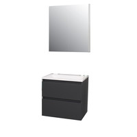 Badkamermeubel BWS Pepper Wastafel Acryl Incl Spiegelkast Zonder Kraangat 60x55x46 cm Antraciet
