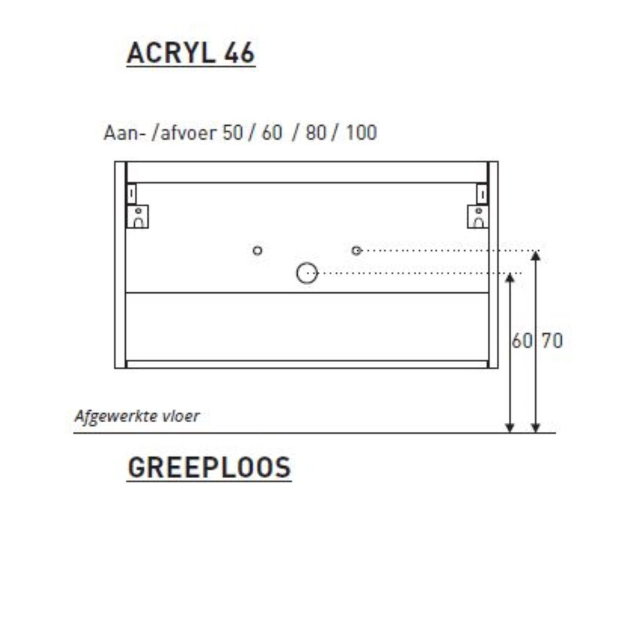 Badkamermeubel BWS Pepper Wastafel Acryl Incl Spiegelkast Zonder Kraangat 60x55x46 cm Antraciet