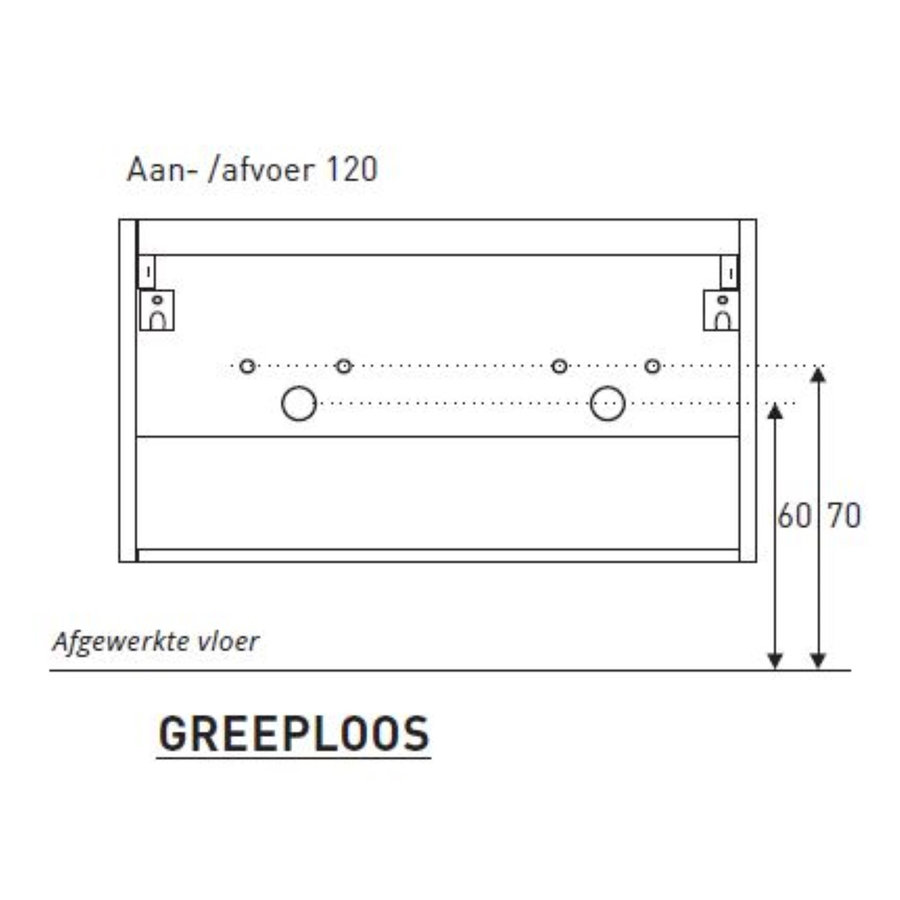 Badkamermeubel Boss & Wessing Pepper Wastafel Porselein Twee Kraangaten Incl Spiegel 120x55x46 cm Antraciet