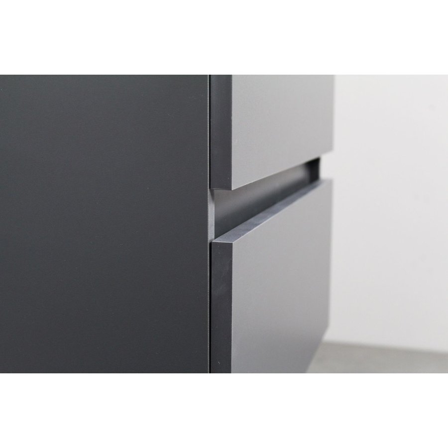 Badkamermeubel Boss & Wessing Pepper Acryl Wastafel Incl Spiegel Zonder Kraangat 120x55x46 cm Antraciet