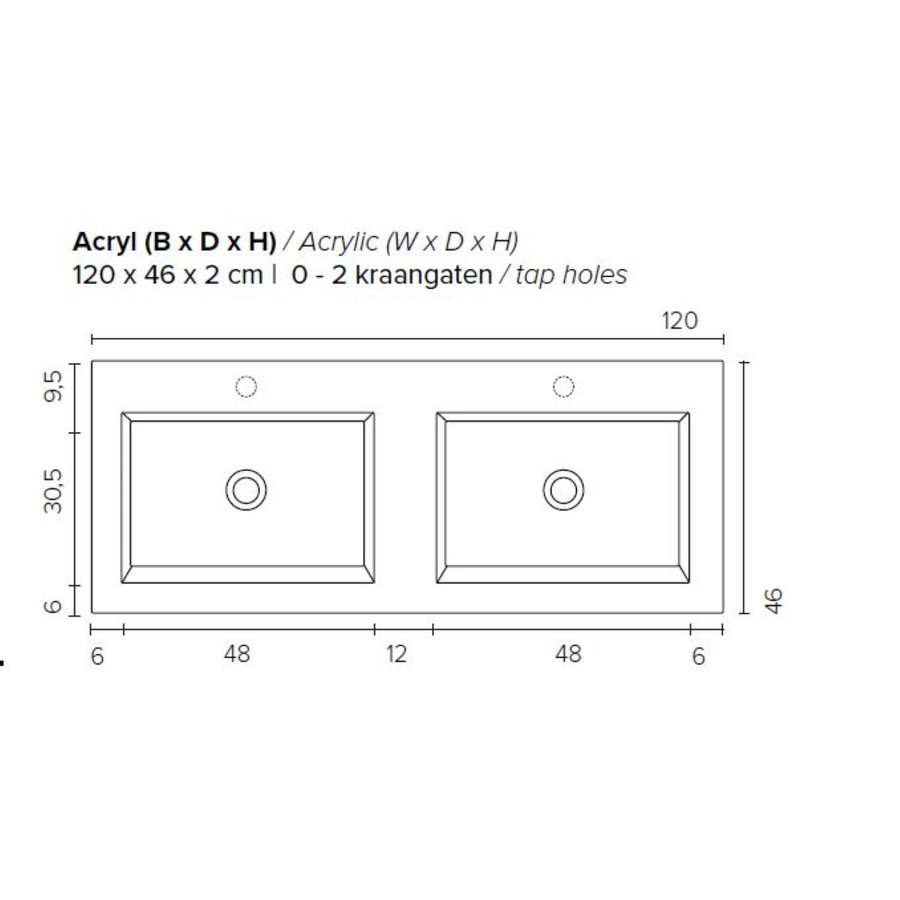 Badkamermeubel Boss & Wessing Pepper Acryl Wastafel Incl Spiegel Zonder Kraangat 120x55x46 cm Antraciet