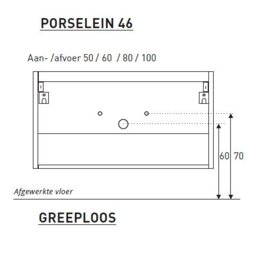 Badkamermeubel Boss & Wessing Pepper Wastafel Porselein Incl Spiegel En Kraangat 100x55x46 cm Antraciet