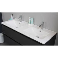 Badkamermeubel Boss & Wessing Pepper Wastafel Porselein Twee Kraangaten 120x55x46 cm Antraciet