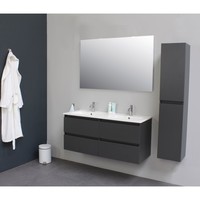 Badkamermeubel Boss & Wessing Pepper Wastafel Porselein Twee Kraangaten 120x55x46 cm Antraciet