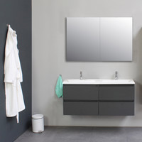 Badkamermeubel Boss & Wessing Pepper Acryl Wastafel Twee Kraangaten 120x55x46 cm Antraciet