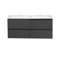 Badkamermeubel Boss & Wessing Pepper Acryl Wastafel Twee Kraangaten 120x55x46 cm Antraciet