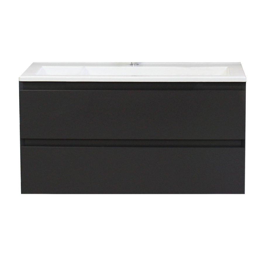 Badkamermeubel Boss & Wessing Pepper Acryl Wastafel Met Kraangat 100x55x46 cm Antraciet