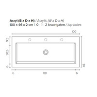 Badkamermeubel Boss & Wessing Pepper Acryl Wastafel Met Kraangat 100x55x46 cm Antraciet