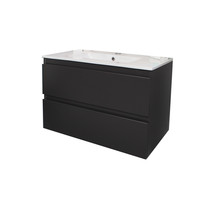 Badkamermeubel Boss & Wessing Pepper Wastafel Porselein Met Kraangat 80x55x46 cm Antraciet