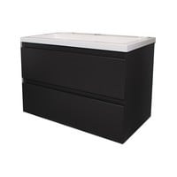 Badkamermeubel Boss & Wessing Pepper Acryl Wastafel Met Kraangat 80x55x46 cm Antraciet