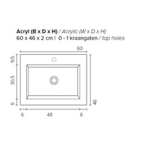 Badkamermeubel Boss & Wessing Pepper Acryl Wastafel Met Kraangat 60x55x46 cm Antraciet