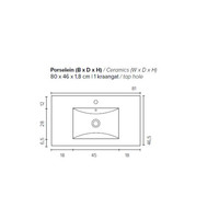 Badkamermeubel BWS Pepper Wastafel Porselein Incl Spiegelkast 2 Deurs Met 1 Kraangat 80x55x46 cm Wit