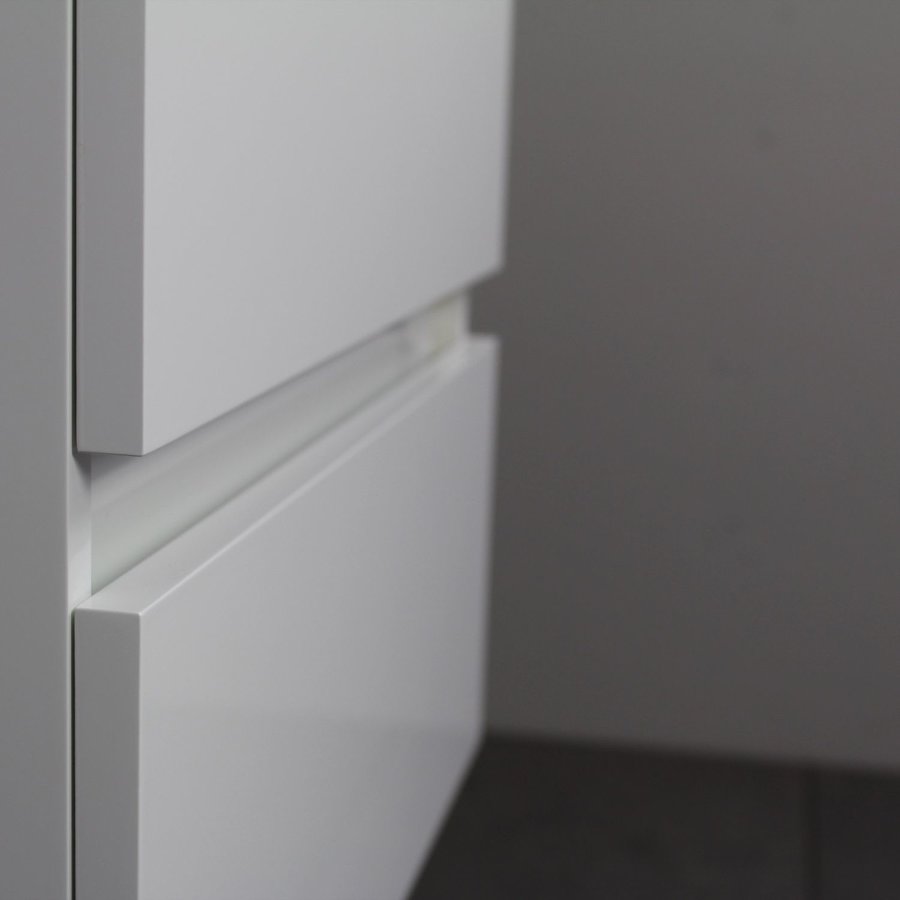 Badkamermeubel BWS Pepper Wastafel Acryl Incl Spiegelkast 2 Deurs Met Kraangat 80x55x46 cm Wit