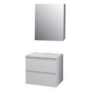Badkamermeubel BWS Pepper Wastafel Acryl Incl Spiegelkast Met Kraangat 60x55x46 cm Wit