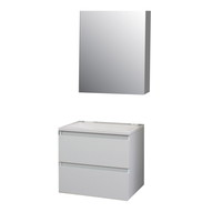 Badkamermeubel BWS Pepper Wastafel Acryl Incl Spiegelkast Zonder Kraangat 60x55x46 cm Wit