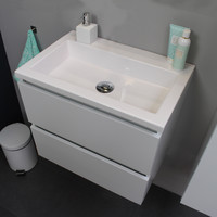 Badkamermeubel BWS Pepper Wastafel Acryl Incl Spiegelkast Zonder Kraangat 60x55x46 cm Wit