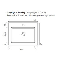 Badkamermeubel BWS Pepper Wastafel Acryl Incl Spiegelkast Zonder Kraangat 60x55x46 cm Wit